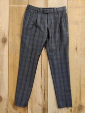 GUCCI SIZE W30 L31 GREY WOOL TROUSERS CHECK FORMAL SUIT SLIM FIT OCCASION MENS