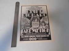 CLIFF RICHARD - TAKE ME HIGH - 1 PAGE MAG ADVERT CLIPPING PICTURE - 1974
