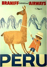 Peru A3 vintage retro travel &