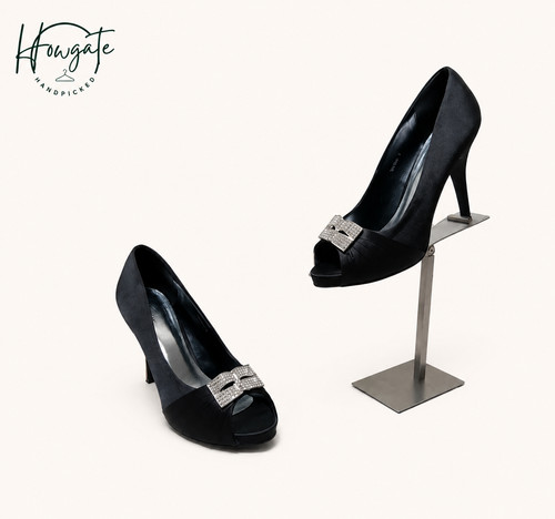 Black satin peep - satin,