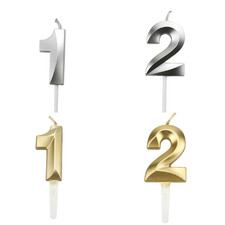 Gold Number 12 Candle 12th