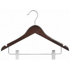 14" Juniors Walnut Wood Combination Hanger Box of 100