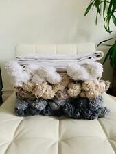 Handwoven Moroccan Cotton Pom Pom Blankets / Throws - Various sizes and colours