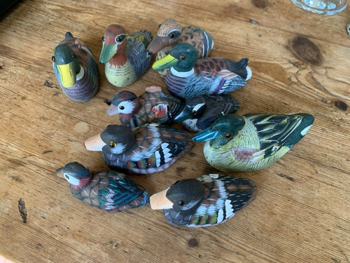 Ducks carved soapstone group - ducks,