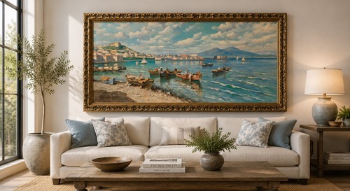 Large mid century italian oil - mid-century,