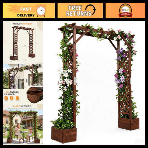 Wooden garden arbor with - garden,