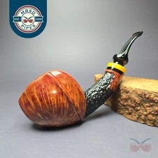 Poul Winslow E Partially Rusticated Blowfish Estate Briar Pipe, Unsmoked, 9mm