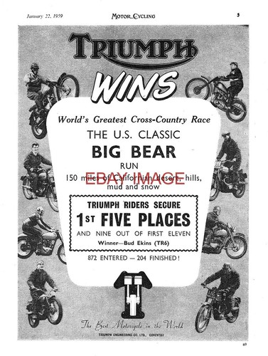 Original 1959 advert triumph - 1959,