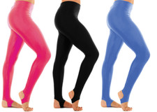 Girls Children Kids Stirrup Shiny Leggings Dance Gymnastics Nylon Lycra 