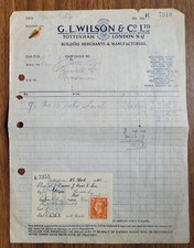 1944 G. L. Wilson Builders Merchants Bruce Grove Tottenham Invoice to Hoddesdon