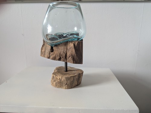 Hand blown molten - blown, vase