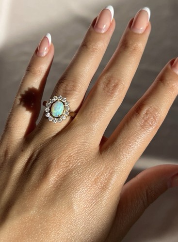 Vintage 14k opal diamond halo - vintage,