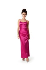Chi Chi London Ruched Bodice Satin Maxi Dress Size 14 Pink