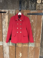 Zara Double Breasted Jacket Coat Blazer Red Military Gold Buttons Collared XS