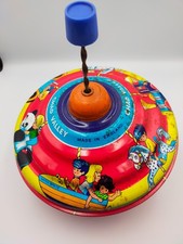 Vintage Chad Valley Tin Plate Spinning Top Carousel Design