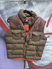 Vintage Penfield Trailwear Green Brown Orange Stapleton Down Vest Sz Med Leather