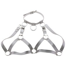 Pu Leather Halterneck Hollow