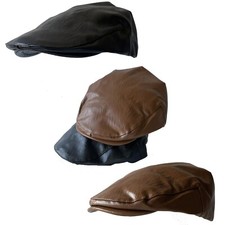 Faux Leather Baker Boy Ivy Golf Cabbie Newsboy Flat Cap Hat