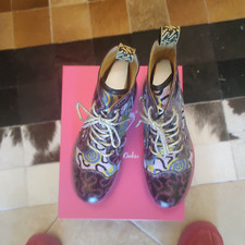 John Fluevog x Zandra Rhodes Derby swirls shoes size 12W 10M New