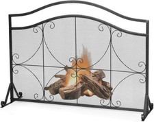Fireplace Screen Freestanding Panel Spark Fire Guard Mesh Protector Safety Cover