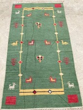 Vintage Traditional Handmade Beautiful Gabbeh Kilim Floor Rug Carpet 139x64 cm