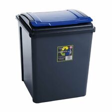 50L Blue Plastic Recycle Bin & Lid Rubbish Dustbin Kitchen Garden Waste