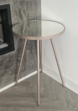 Copper mirrored side table - side,