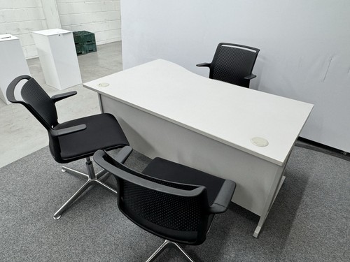Grey office desk curved with - office,
