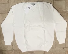 LACOSTE Relaxed Fit V-Neck Sweater-in White 100%Cotton Size XL-6