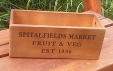 Spitalfields Market. Rustic wooden Fruit & Veg box. Great gift.