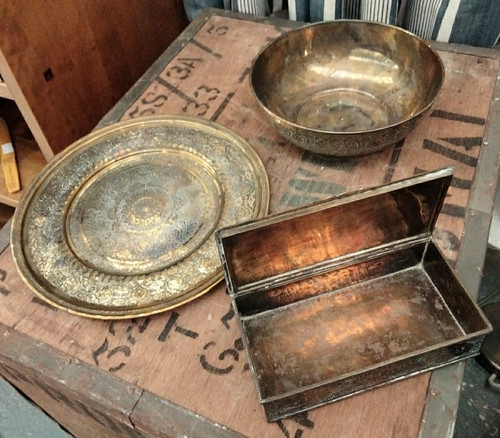 Brass floral engraved - floral, bowl