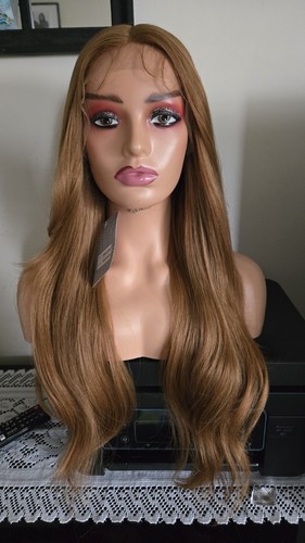 Orange brown lace wig long - brown,