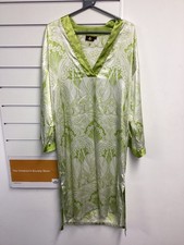liberty of london silk green and white patterned midi dress size s [WD]