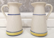 Vintage Ceramic Vinegar & Oil Drizzler Mini Jug Set - White, Blue and Yellow