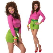 80s 90s Fancy Dress Pop Star Diva Costume Celebrity Popstar Katy Perry Wig 00s