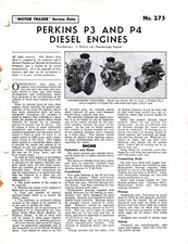Perkins P3 & P4 Diesel Engines Motor Trader Supplement No. 275 1957