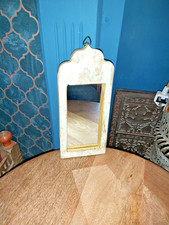 INDIAN 19th CENTURY VINTAGE TEMPLE WOODEN MIRROR - 30cm x 13cm