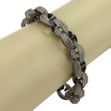 Stephen Webster Black Rhodium Sterling Silver Textured Oval Fancy Link Bracelet