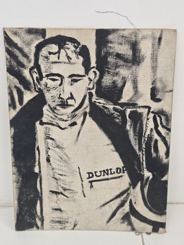 Vtg charcoal painting man - painting,