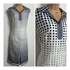 Vintage 70s White Blue Spot