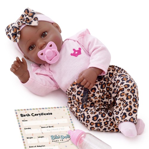 Black baby doll toy realistic - black,