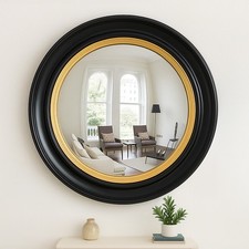 Mirror Large Round Wall Antique Vintage Black Gold Frame Convex Retro 74 x 74cm