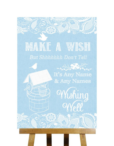 Blue burlap lace effect - &,