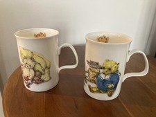 Pair of Vintage Collectible Roy Kirkham Teddy Bear Mugs Fine Bone China 1992 