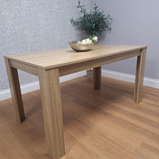 Dining Table and 4 White Chairs Kitchen Set of 4 Oak Effect Table (140x80x75)