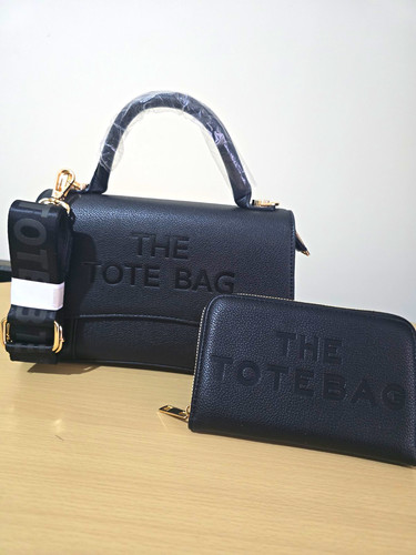 Tote bag black faux - tote,