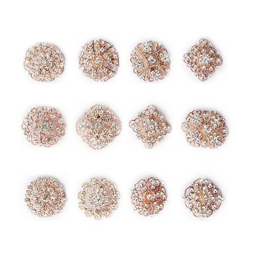 12pcs mixed crystal brooch set - mixed,
