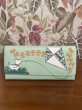 RADLEY London Kite Flying Large Flapover Matinee Purse Wallet Green VGC FREE P&P