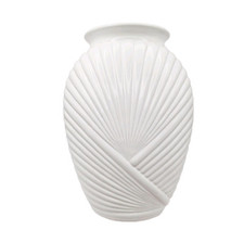 Vintage White Ceramic Shell Vase Textured Coastal Home Decor Minimalist Pottery