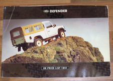 1991 LAND ROVER DEFENDER PRICE LIST - Hard Top Pickup Station Wagon County Crew
